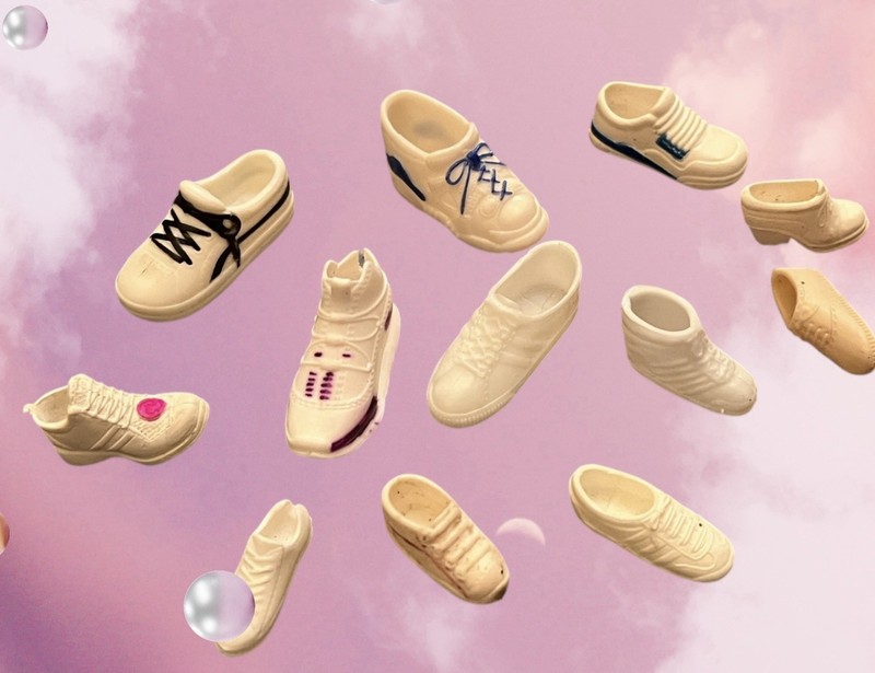 NEW Set of 12 Barbie Shoes Party Favor Cupcake Topper Decoration White Sneakers
