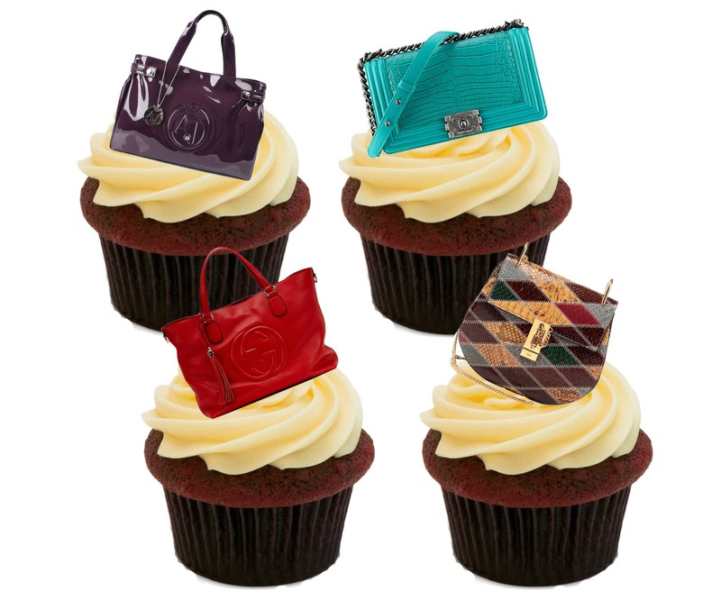 Handbags – Novelty Edible Cupcake Toppers, Stand-up Fairy Cake Decorations Girl
