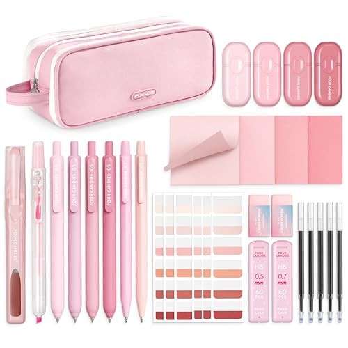 College Supplies and Nursing Essentials with Organizer, Gel Pens with Pink gallery