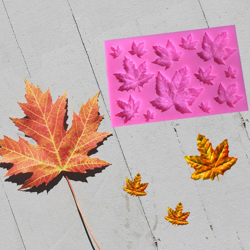 2 PCS Maple Leaf Silicone Mold Fondant Mold, Resin Sugarcraft Mold for Cupcake C gallery