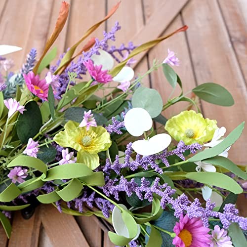 Spring Summer Wild Flower Artificial Daisy Front Door Wreath, Everyday 20 Inch gallery