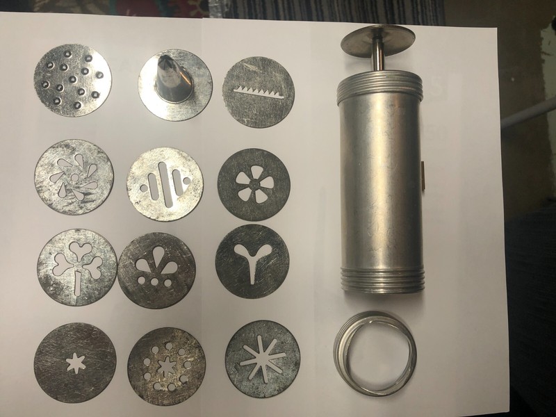 Two Vintage Aluminum Cake & Cookie Icing Decorator Kits with Various Tips