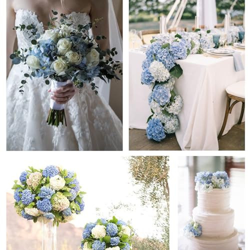 20 Pcs Blue Hydrangea Artificial Flowers Bulk, Faux Hydrangea Flowers Heads, gallery
