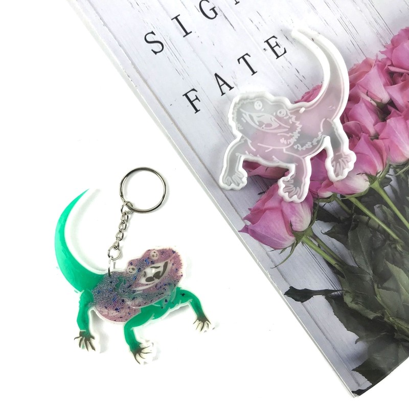 Keychain Molds Epoxy Casting Molds Lizard Silicone Mold Animal Pendant Mold gallery