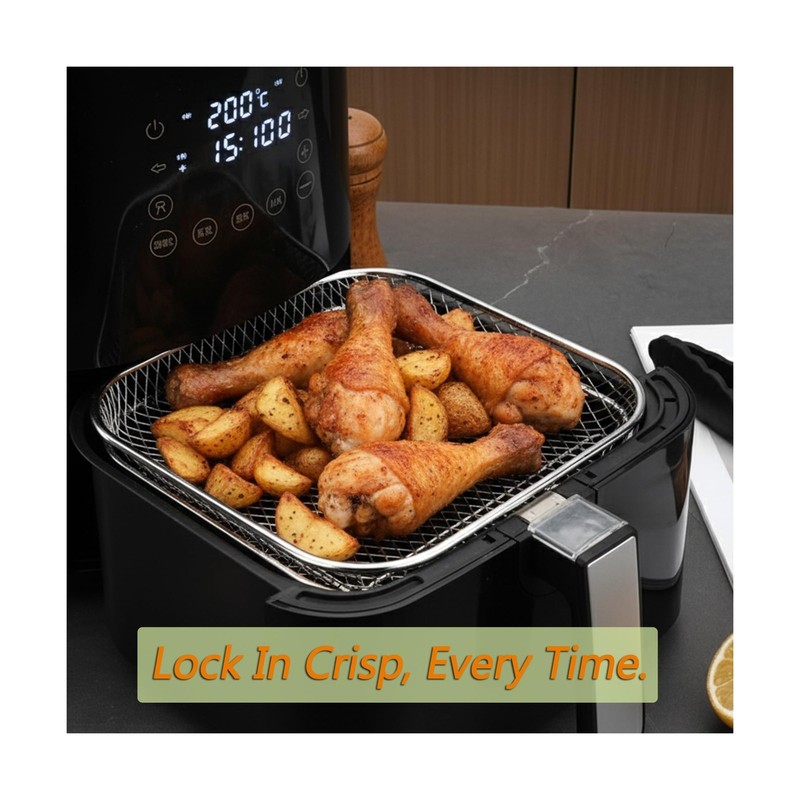 Dual-Layer Air Fryer Rack Set with Elevated and Regular Support Leg... Fast Ship gallery