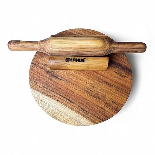 Teak Wood Rolling Board and Pin Set with Holder - Wooden Tortilla Maker gallery
