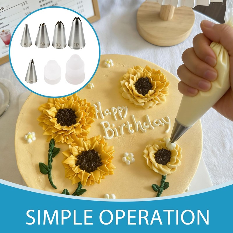 7 Pcs Leaf Piping Tips Set, 5 Stainless Steel Cake Decorating Tips with Coupl... gallery