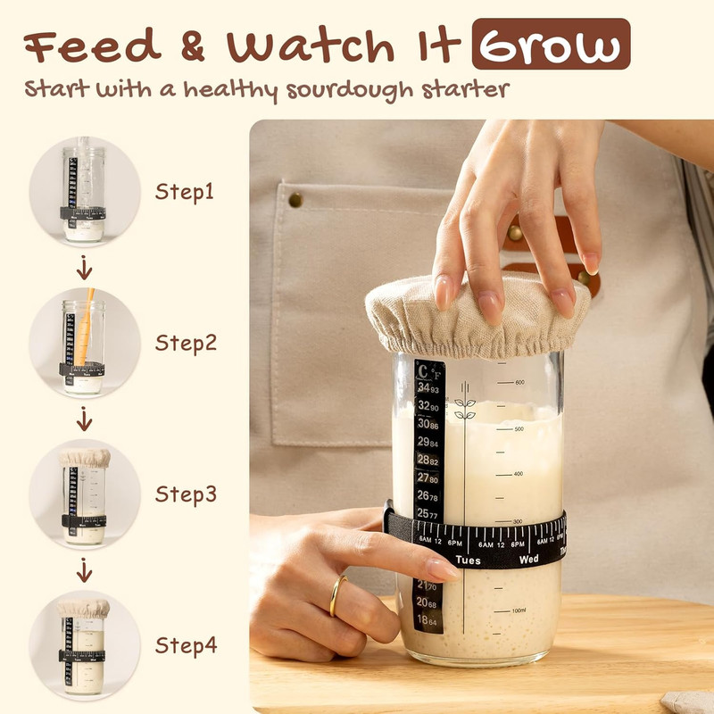 Sourdough Starter Kit with round & Oval Banneton Bread Proofing Basket, Starter gallery