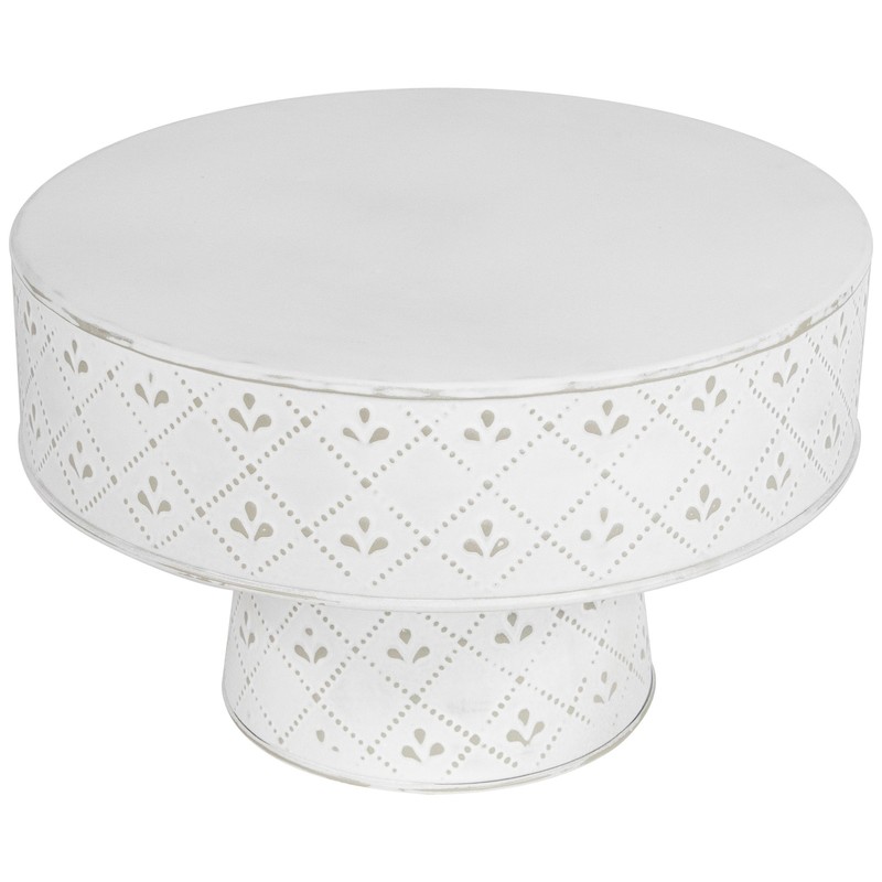 Northlight 12″ White Embossed Round Cake Stand