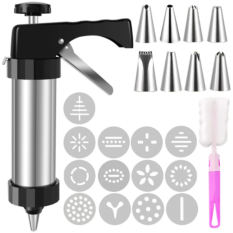 Christmas Cookie Press Gun and Tips Set Stainless Steel Cookie Maker Press Kit M gallery