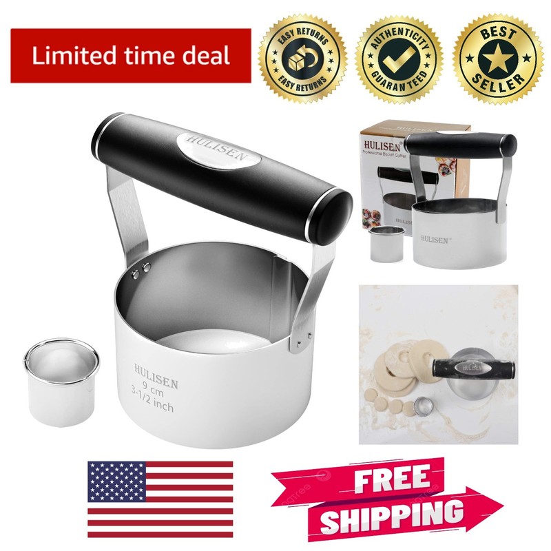 Professional 3.5″ Round Biscuit Cutter Set with Soft Grip for Effortless Baking