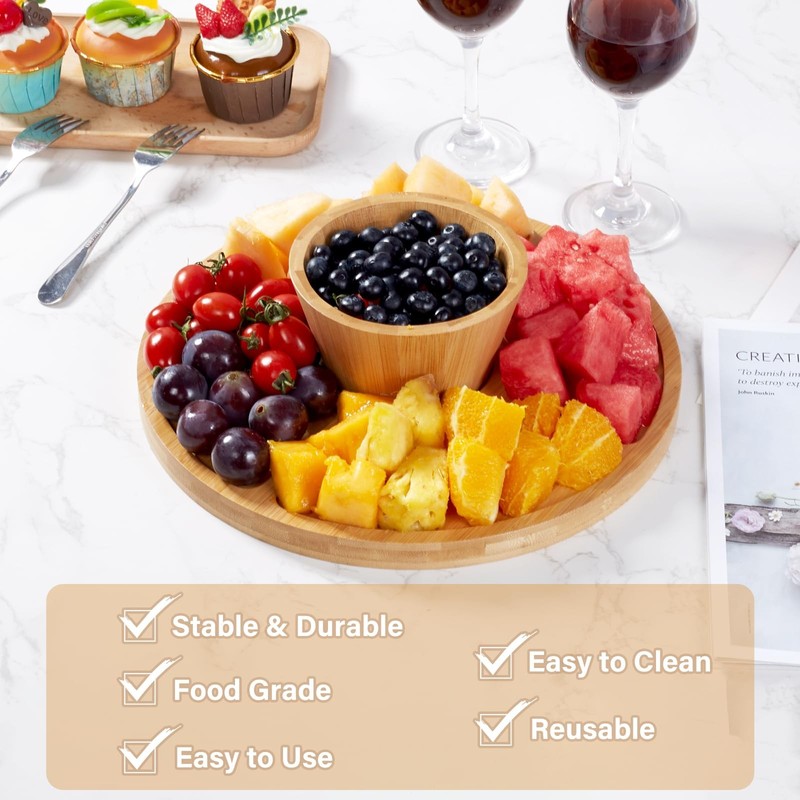Bamboo Cake Stand with Lid, 6-in-1 Multifunctional Cake Plate, Cake Holder, S... gallery
