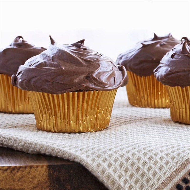 200Pcs Thicken Baking Cake Cups Aluminum Foil Paper Wrappers for Party Desserts gallery