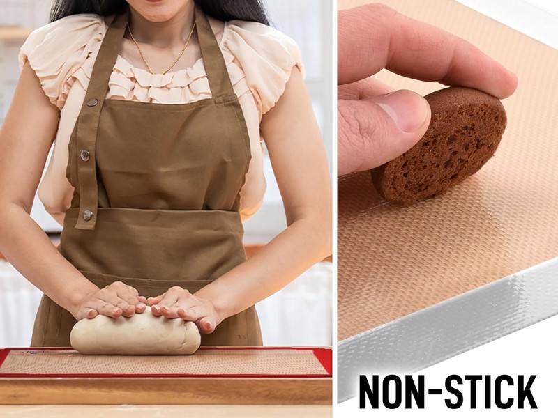 Zulay Kitchen 16.5"x11.6" 2-Pack Silicone Baking Mat - 2 Pack, Dark Gray gallery