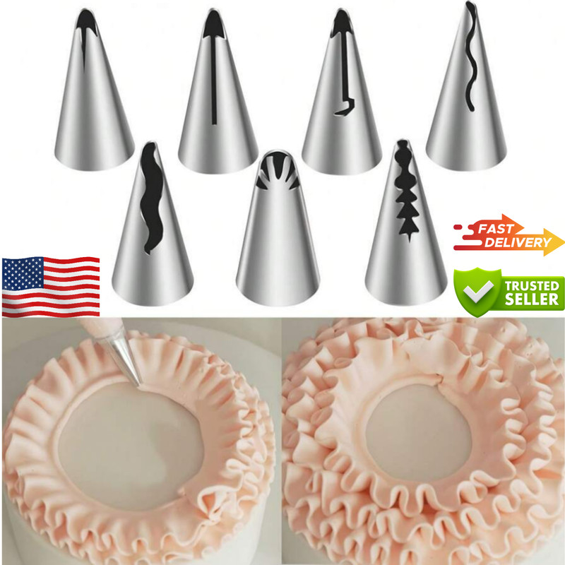 7 Pcs Korean Doll Dress Icing Piping Nozzles Set Pastry Tips for Cake DIY Baking