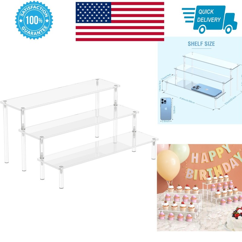 Acrylic Cupcake Stand, 3 Tier Clear Display Riser for Desserts