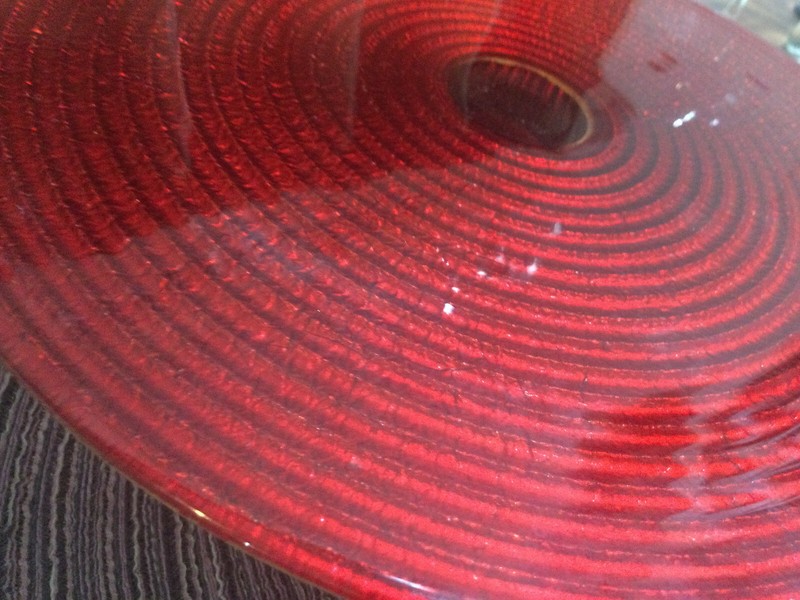 TURKISH ? Glass Red Gold pedestal Cake Stand Desserts rings 10'' Valentine Day gallery