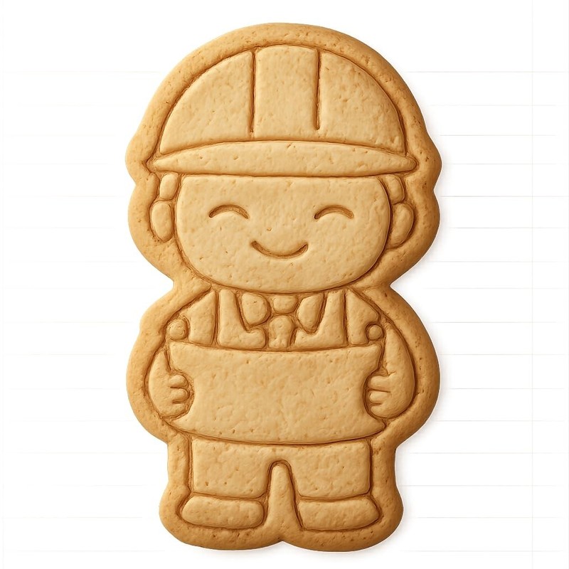 Chibi General Contractor with Blueprint Cookie Cutter & Stamp, Fondant – 4×4″
