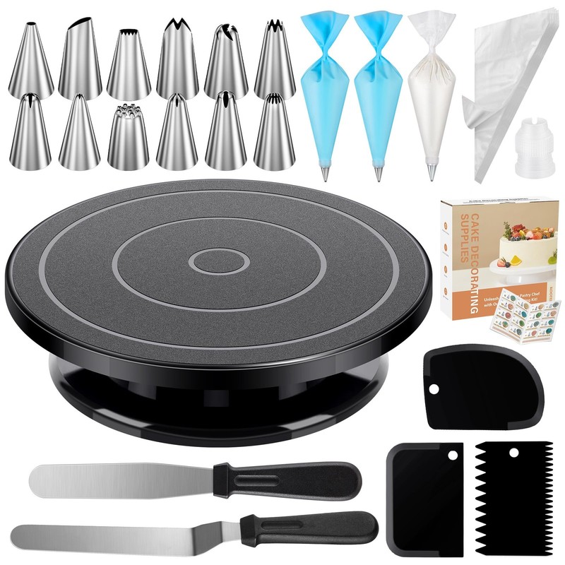 71PCs Cake Decorating Kit, Baking Supplies Tools – Includes Cake Stand Turnta…