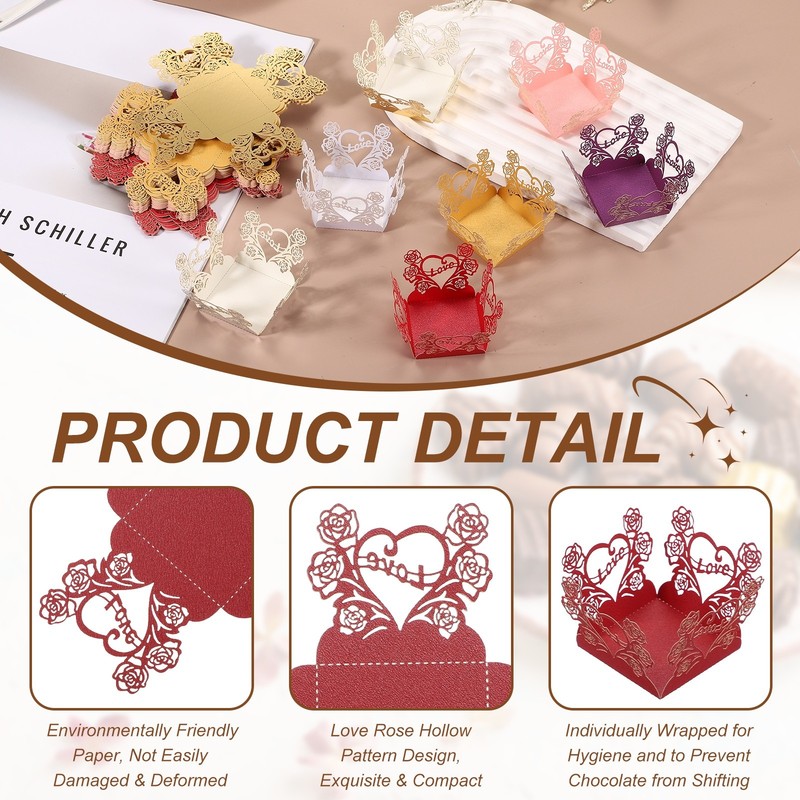 30Pcs for Love Rose Paper Chocolates Cupcake Molds Red Decoration gallery