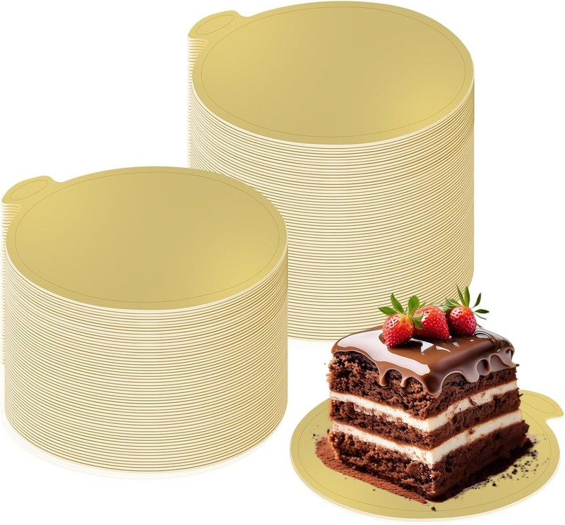 3.15 Inch 100 Pack Mini round Golden Cake Boards Bases Para Postres