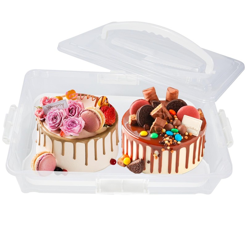 1Pack White Plastic Cake and Cupcake Carrier Holder, Large Portable Storage C... gallery