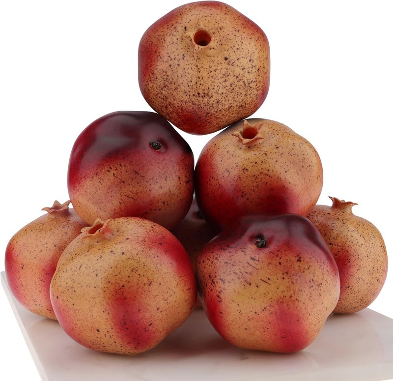 Worat 6 PCS Artificial Fake Pomegranates Faux Simulat Fruits