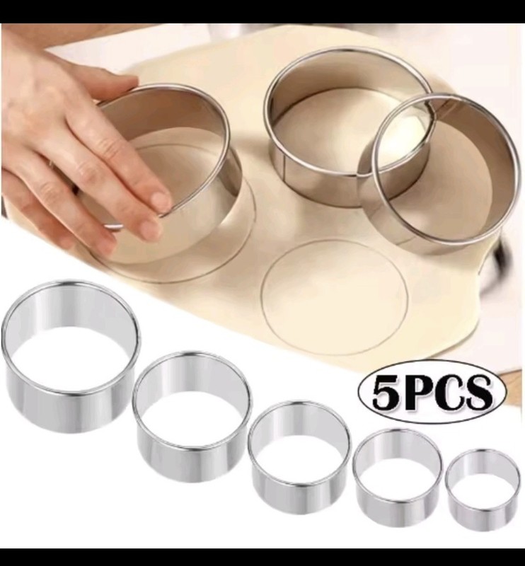 5 Round Stainless Kitchen Cookie Mold Cut Sponge Bread Cakes (Foreign Shipping