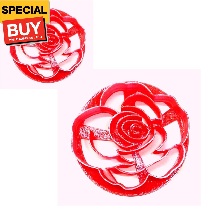 ROSE FLOWER SET OF 2 SIZES CONCHA COOKIE CUTTERS MEXICAN SWEET BREAD STAMPS MADE