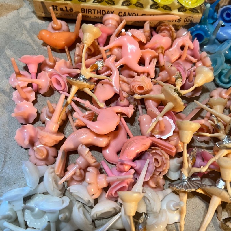 Vintage Mixed Lot Plastic Cake Toppers Numbers Ballerinas Flamingos Multi Color gallery
