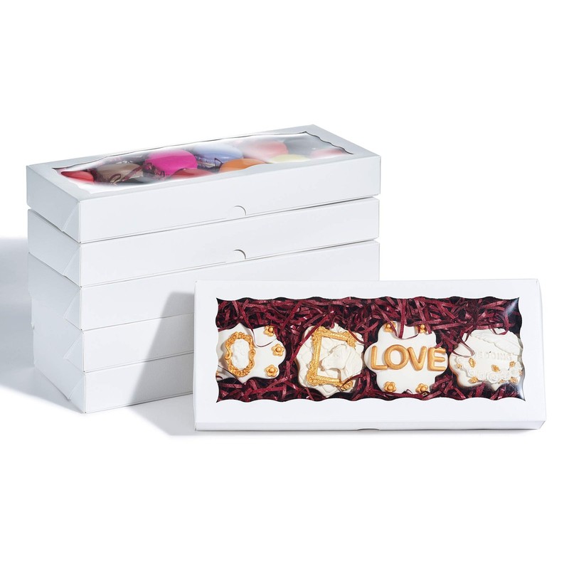 50 PCS Auto-Popup One Piece Premium Cookie Boxes 12x5x1.5 Inch Bakery Box