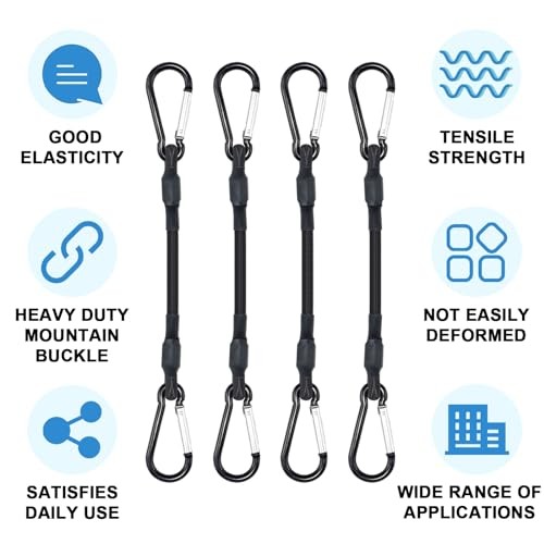 8IN Mini Short Bungee Cords with Carabiner Hooks Heavy Duty Elastic 8INCH-4PCS gallery