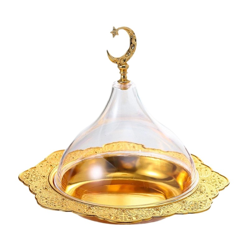 Mini Cake Stand with Lid Vintage Gold Dessert Plate Iron Decorative Tableware gallery