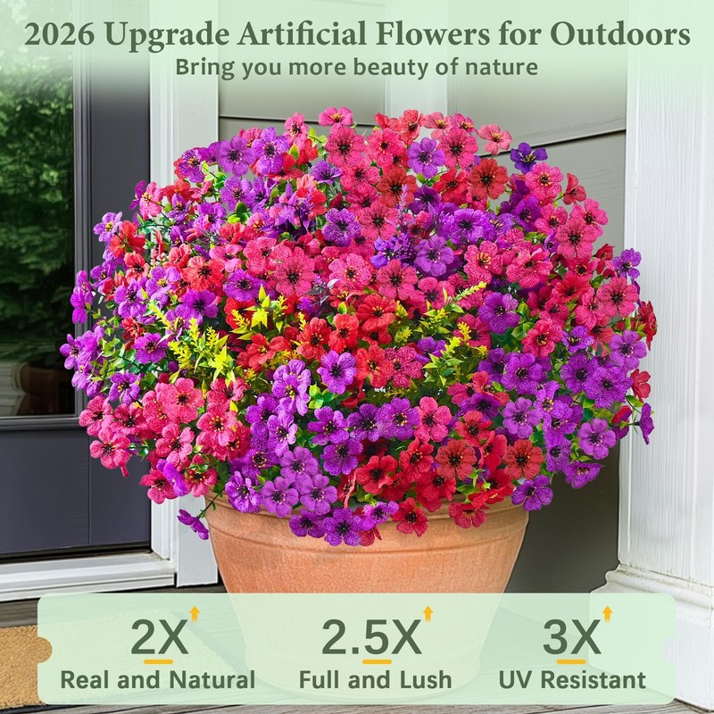 Bleum Cade Artificial Flowers For Outdoors 34 Bundles Uv Resistant Fake Outdoor gallery