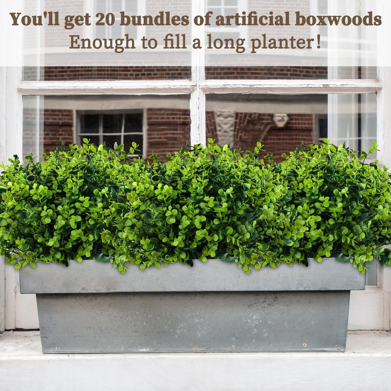 ColoPlay 20 Bundles Artificial Greenery Boxwood 20 PCS, Plants gallery