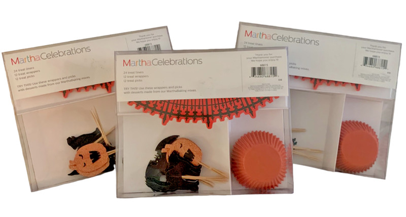 Martha Stewart Lot, 144 Pcs Halloween Party cupcake liners Picks Pumpkin Cat Bat gallery
