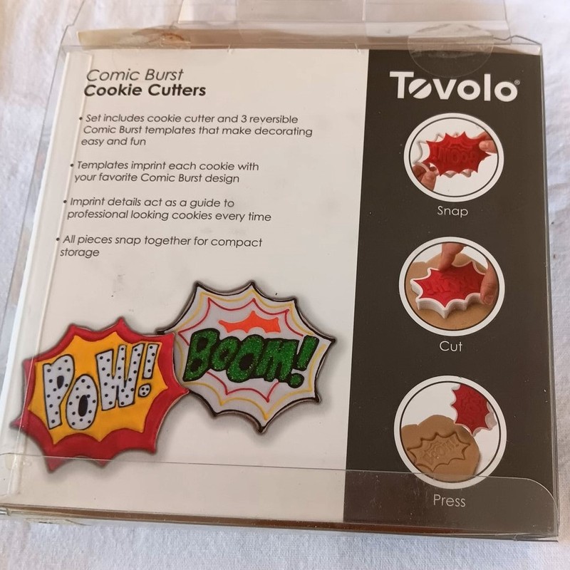 Tovolo Cookie Cutters 6 Comic Burst Splat Bam Zonk Wham Pow Boom New gallery