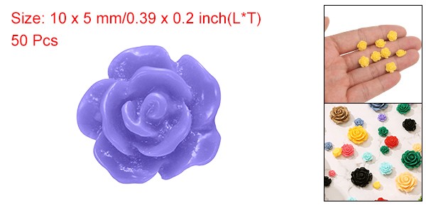 50Pcs Dark Purple Resin Rose Flower Beads 10mm Flatback Flower Charm gallery