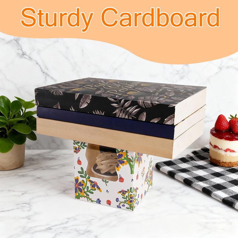 100 PCS PreAssembled Food Grade Cupcake Boxes Window Inserts 3.5x3.5x3.5 In gallery