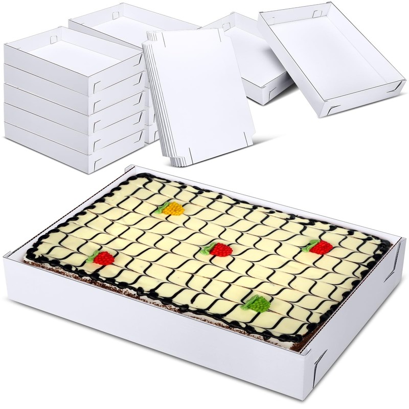 Reallnaive 10 Pack Full Sheet Cake Boxes 26 x 18 x 4 Inch Non Window Sheet Ca…