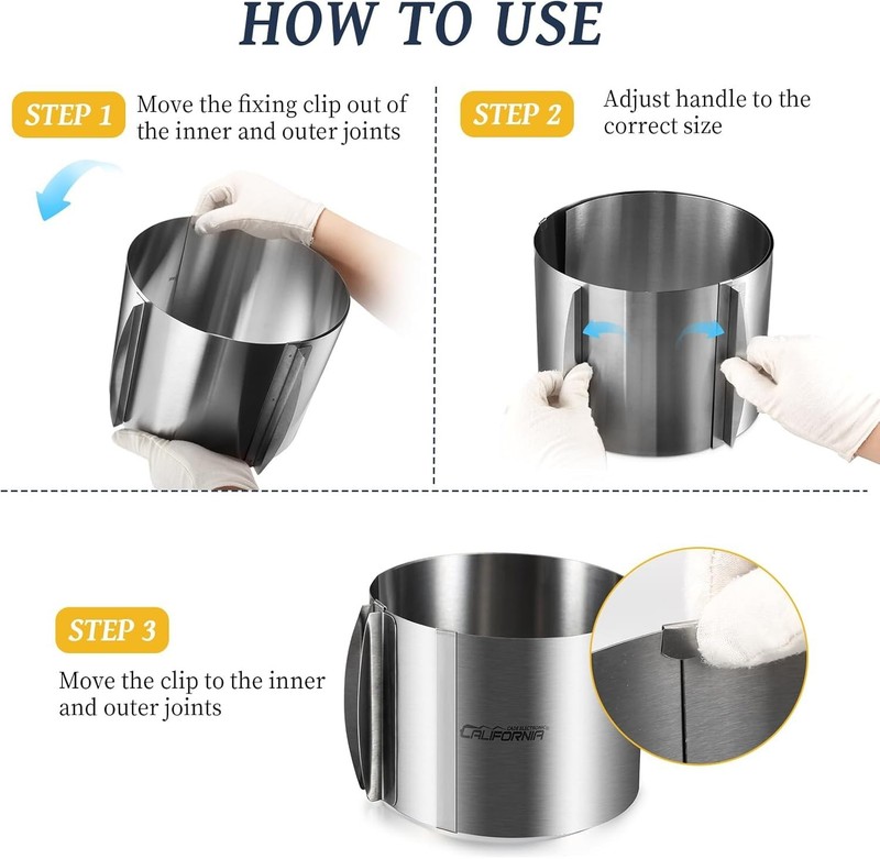 Adjustable Stainless Steel Cake Ring Mold 6-12In Baking Decorating Support gallery