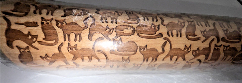 Mood Wood 17" CATS rolling pin Wooden Laser Cut Pattern Design gallery