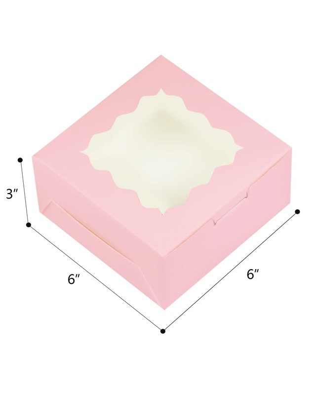 60pcs Pink Cookie Boxes 6x6x3 inches Easy Assemble Macaroon Pastry Boxes Bake... gallery