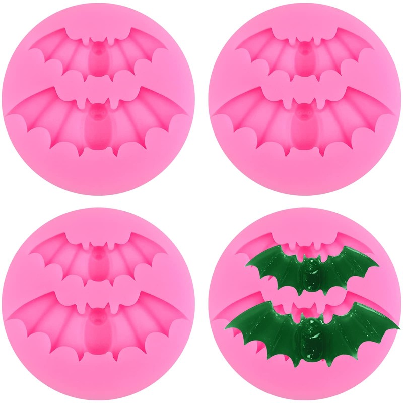 4 Pcs Halloween Bat Silicone Fondant Molds Decorative Cake Mold Halloween Cho…