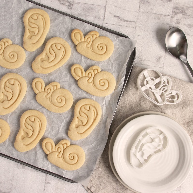 Set of 2 Ear cookie cutters (Designs: Anatomical Human Ear and Cochlea Inner ... gallery