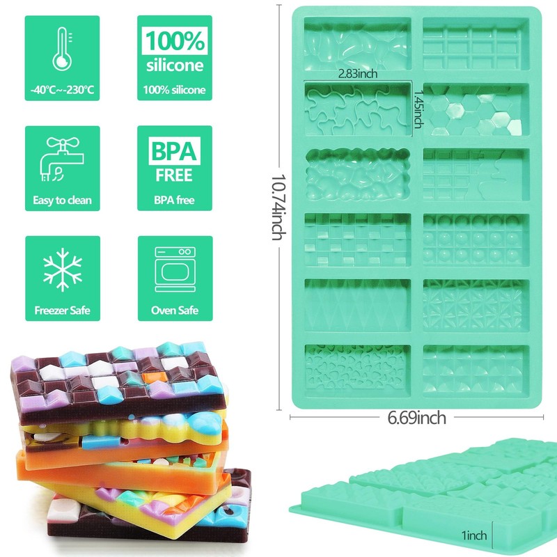 12 Shapes In 1 Mini Silicone Break Apart Chocolate Bar Mold 1 Inch Deep gallery