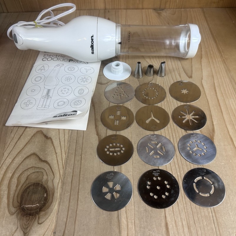 Salton Electric Cookie Press CKM25 Spritz Maker 12 Discs 3 Filler Tips Complete gallery