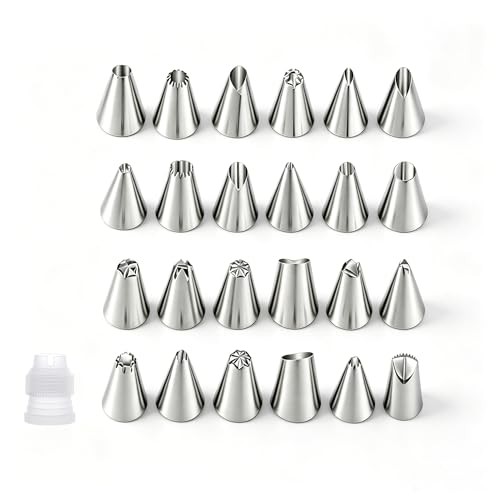 24-Piece Piping Tips Set, Seamless Stainless Steel Cake Decorating Kit, Tips gallery