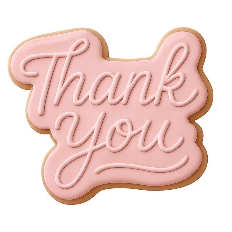 Handwritten Thank You Logo Cookie Cutter & Stamp, Fondant & Clay Cutter - 4x3.6" gallery