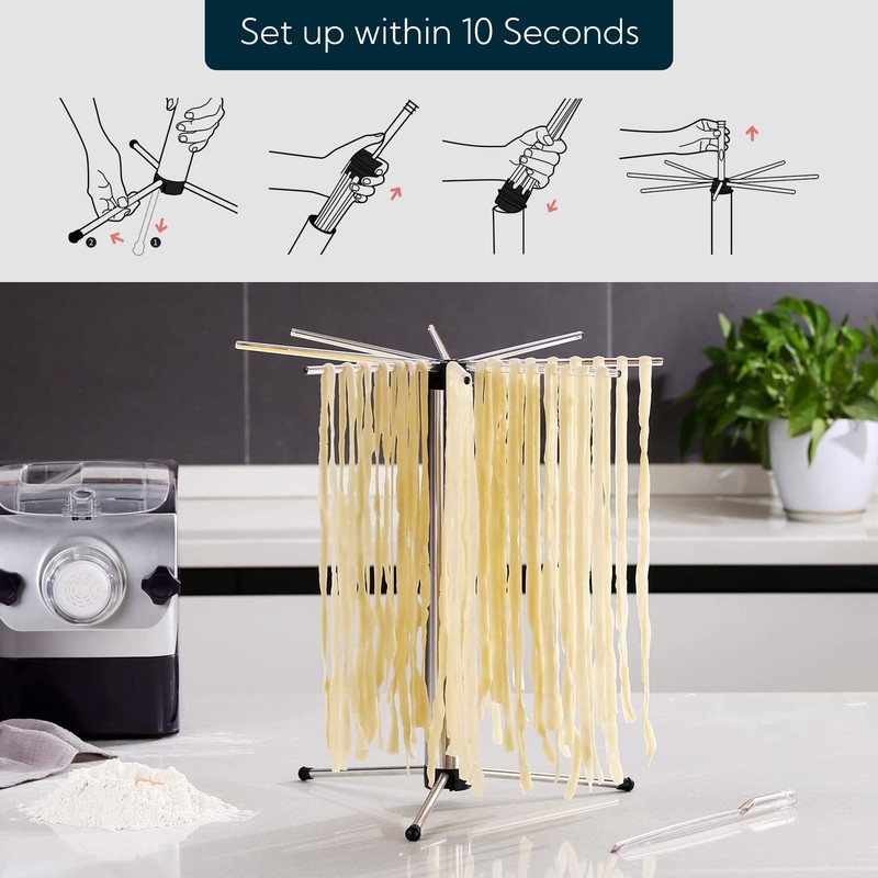 Collapsible Pasta Drying Rack, Foldable for Easy Storage, Rotary Arms, Detach... gallery
